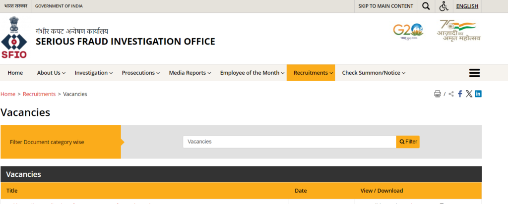 sfio recruitment 2023